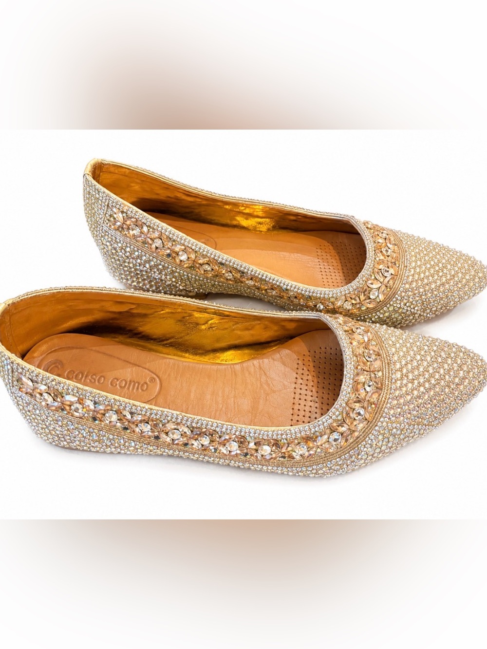Corso Como Gold Crystal-Embellished Ballet Flats